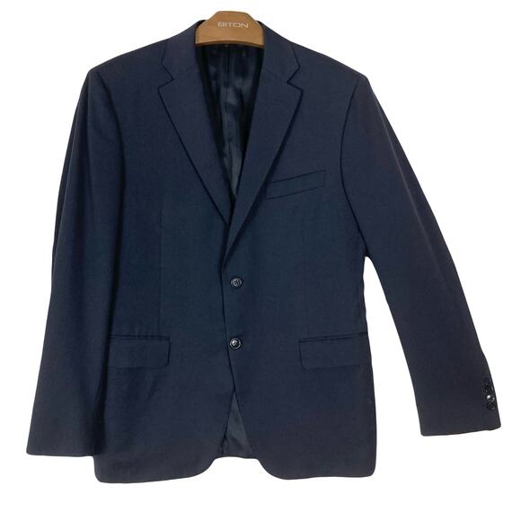 NWOT CANALI Blazer Mens 36R ITALY Navy-Blue Wool Double-Breasted Lined Long-Slv - Picture 1 of 16